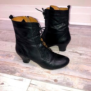 Miz Mooz Black Leather Victorian Boots Size 10/41